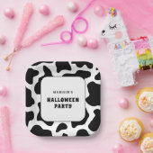 Kuh Print Black & White Halloween-Party Pappteller (Party)