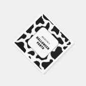 Kuh Print Black & White Halloween-Party Serviette (Ecke)