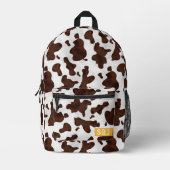 Kuh Print Brown Western Animal Spots Mit Monogramm Bedruckter Rucksack (Vorderseite)