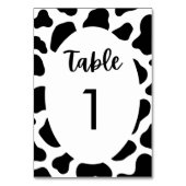 Kuh Print Cow Themed Wedding Table Tischnummer (Vorderseite)