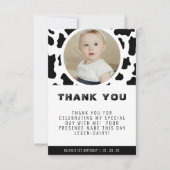 Kuh Print Foto Geburtstag Dankeskarte (Vorderseite)