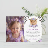 Kuh Print Girl Geburtstag Foto Danke Karte (Stehend Vorderseite)