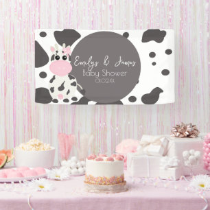 Kuh Print Pattern Baby Dusche Banner