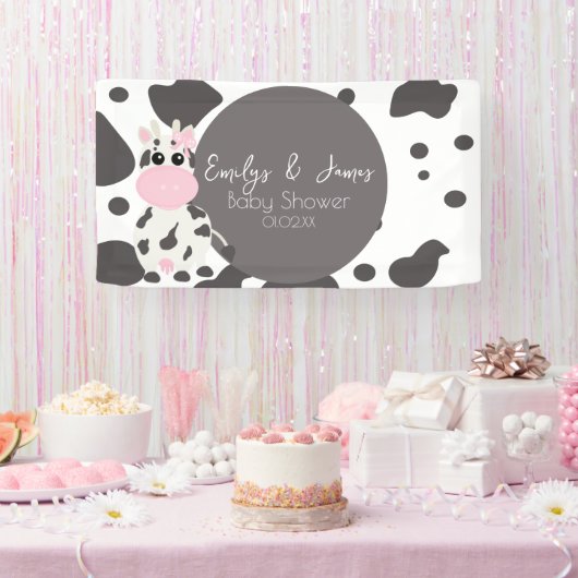Kuh Print Pattern Baby Dusche Banner (Party)