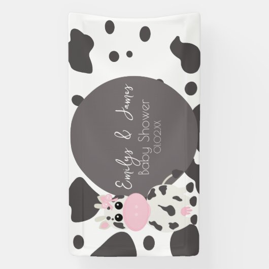 Kuh Print Pattern Baby Dusche Banner (Vertikal)