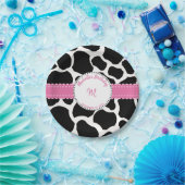 Kuh Print Pink Black Birthday Paper Plate Pappteller (Party)