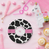 Kuh Print Pink Black Birthday Paper Plate Pappteller (Party)