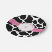 Kuh Print Pink Black Birthday Paper Plate Pappteller (Schrägansicht)