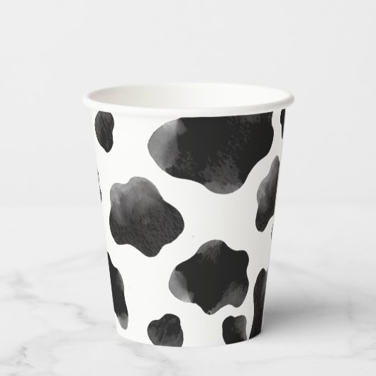 Kuh Print Themed Party, Schwarz & Weiß Kuh Spots Pappbecher (Rückseite)