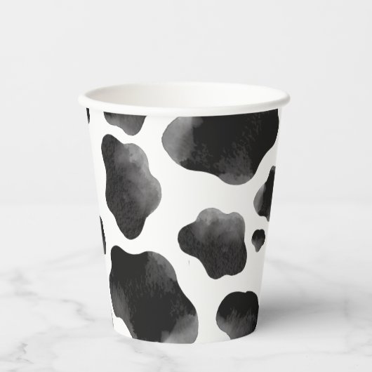Kuh Print Themed Party, Schwarz & Weiß Kuh Spots Pappbecher (Vorderseite)