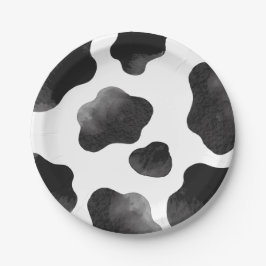 Kuh Print Themed Party, Schwarz-weiße Kuh Spots Pappteller
