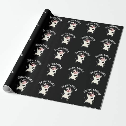Kuh Puns Amoos Me Funny Animal Pub Dark BG Geschenkpapier (Ungerollt)
