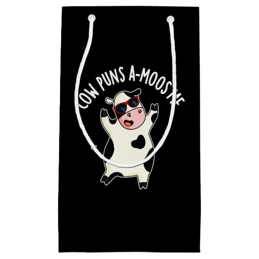 Kuh Puns Amoos Me Funny Animal Pub Dark BG Kleine Geschenktüte (Vorderseite)