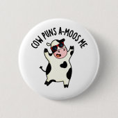 Kuh Puns Amoos Me Funny Cow Puff Button (Vorderseite)