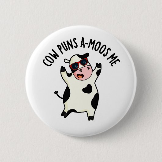 Kuh Puns Amoos Me Funny Cow Puff Button (Vorderseite)