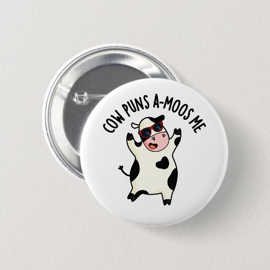 Kuh Puns Amoos Me Funny Cow Puff Button (Vorne & Hinten)