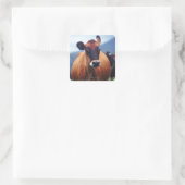 Kuh Quadratischer Aufkleber (Tasche)