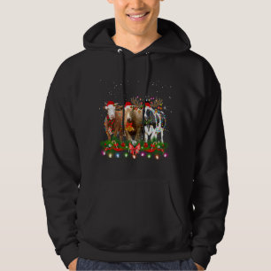 Kuh Reindeer Hat Santa Christmas Light Funny Kuh C Hoodie