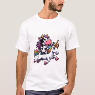 Kuh reitendes Einhorn Jungen Mädchen Männer Frauen T-Shirt
