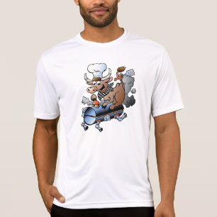 Kuh reitet auf einem BBQ Herren Aktiv T-Shirt
