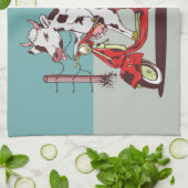 Kuh reitet auf einem Vintagen Motorrad Geschirrtuch (Gefaltet)