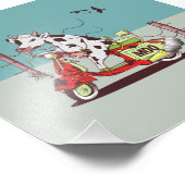 Kuh reitet ein Moped Fotodruck (Ecke)
