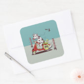 Kuh reitet ein Moped Quadratischer Aufkleber (Umschlag)