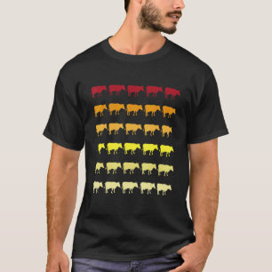 Kuh Retro-Tiermuster T-Shirt
