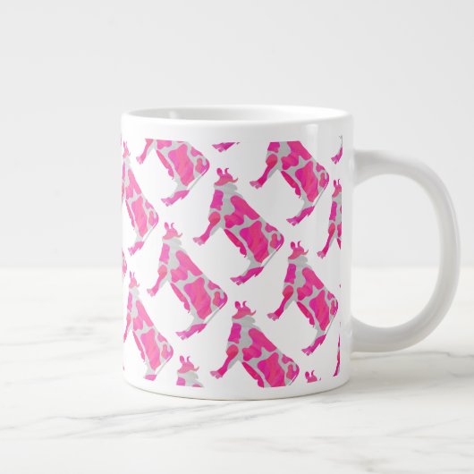 Kuh-rosa und weiße Silhouette Jumbo-Tasse (Rechts)