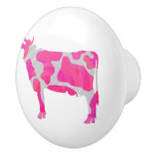 Kuh Rosa und Weiße Silhouette Keramikknauf (Rechts)