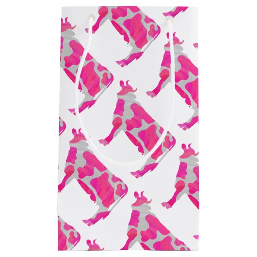 Kuh Rosa und Weiße Silhouette Kleine Geschenktüte (Vorderseite)