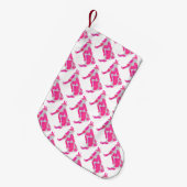 Kuh Rosa und Weiße Silhouette Kleiner Weihnachtsstrumpf (Vorderansicht (hängend))