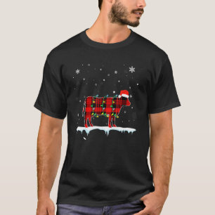Kuh rote Karierte Santa Weihnachtslicht Xmas passe T-Shirt