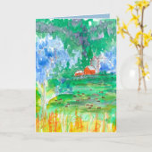 Kuh-rote Scheunen-alles Gute zum Geburtstag Karte (Gelbe Blume)