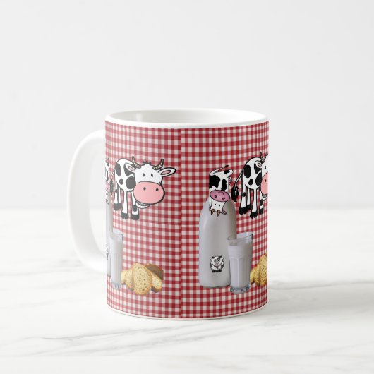 Kuh Rotes Kariertes Brot Tasse (Vorderseite Links)