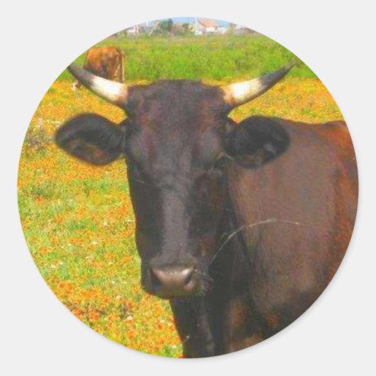 Kuh Runder Aufkleber (Vorderseite)