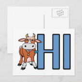 Kuh sagt Hi Postkarte (Vorne/Hinten)