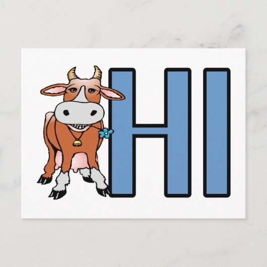 Kuh sagt Hi Postkarte (Vorderseite)