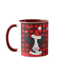 Kuh Santa Red Kariert Name Farm Weihnachten