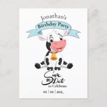 Kuh Save the Date Happy Birthday Boy Postcard