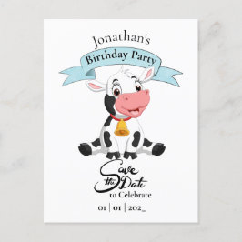 Kuh Save the Date Happy Birthday Boy Postcard Postkarte
