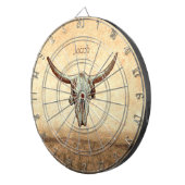 Kuh Schädel Braun Western Land Rustikaler Stil Dartscheibe (Vorderseite rechts)