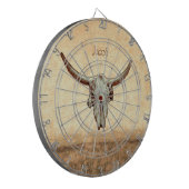 Kuh Schädel Braun Western Land Rustikaler Stil Dartscheibe (Vorderseite Links)