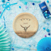 Kuh Schädel Braun Western Land Rustikaler Stil Pappteller (Party)