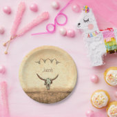 Kuh Schädel Braun Western Land Rustikaler Stil Pappteller (Party)