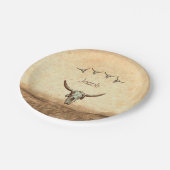 Kuh Schädel Braun Western Land Rustikaler Stil Pappteller (Schrägansicht)