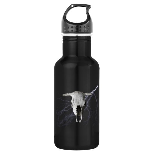 KUH-SCHÄDEL MIT BLITZ EDELSTAHLFLASCHE (Vorderseite)