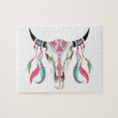 Kuh-Schädel mit Traumfängern Puzzle (Horizontal)