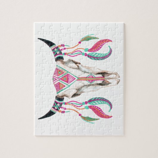 Kuh-Schädel mit Traumfängern Puzzle (Vertikal)