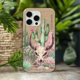 Kuh-Schädel-Wüsten-Blumen-Kaktus-Personalisierter  Case-Mate iPhone Hülle